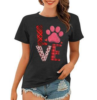 Cute Dog Owner Gift Valentines Day Cat Rescue Pawprint Women T-shirt - Seseable