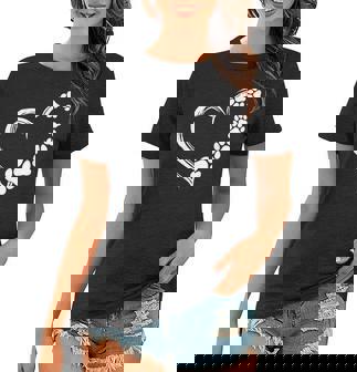 Cute Dog Puppy Dogs Paw Print Heart Gift Dog Mom Women T-shirt | Mazezy