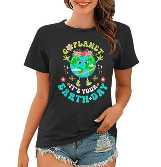 Cute Go Planet Its Your Earth Day 2023 Groovy Teacher Kids Women T-shirt | Mazezy