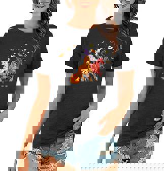 Cute Horse In Halloween Costume Horse Zombie Witch Pumpkin Women T-shirt | Mazezy