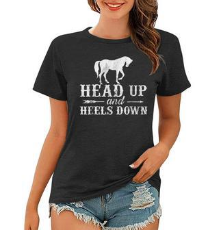 Cute Horse Riding Head Up Heels Down Rider Gift Women T-shirt | Mazezy