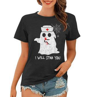 Cute I Will Stab You Ghost Nurse Funny Halloween Costumes V3 Women T-shirt - Thegiftio UK