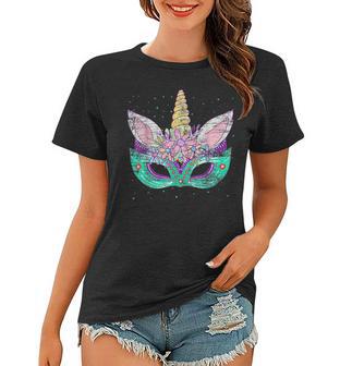 Cute Unicorn Mardi Gras Carnival Jester Hat Mardi Beads Women T-shirt - Seseable