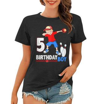 Dabbing Bowler Bowling T Shirt 5Th Birthday Boys Party Tees Women T-shirt | Mazezy