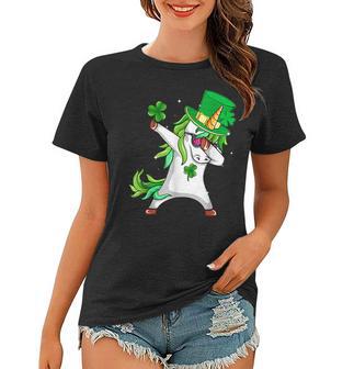 Dabbing Unicorn Leprechaun Hat Saint Patricks Day Shamrock Women T-shirt - Seseable