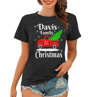Davis Family Christmas Matching Family Old Red Truck Women T-shirt - Seseable