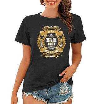 Devol Name Devol Family Name Crest Women T-shirt - Seseable