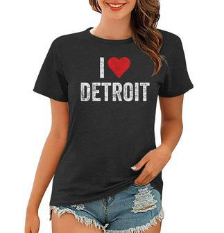Distressed I Love Detroit 313 Motor City Detroit Women T-shirt - Thegiftio UK