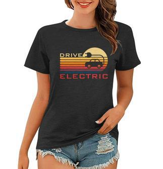 Drive Electric Vehicle Ev Car Gift Retro Sunset Funny Women T-shirt - Monsterry DE