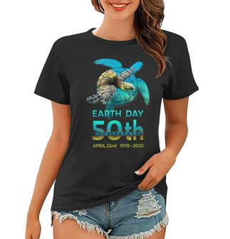 Earth Day 50Th Anniversary Sea Turtle Silhouette Women T-shirt | Mazezy