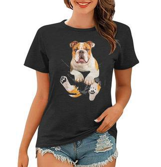 English British Bulldog Pocket Funny Mom Dad Kid Lover Gifts Women T-shirt - Seseable