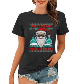 Evil Santa Wheres My Favorite Ho Funny Ugly Christmas Gift Women T-shirt - Monsterry UK