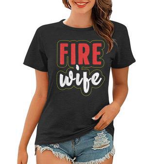 Feuerwehrfrau Ehefrau Damen Frauen Tshirt, Schwarz mit Aufschrift - Seseable