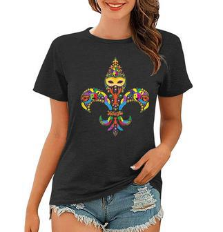 Fleur De Lis & Mardi Gras Mask New Orleans Souvenir Women T-shirt - Seseable