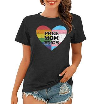 Free Mom Hugs With Rainbow And Transgender Flag Heart Women T-shirt | Mazezy