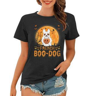 French Boo Dog Funny Bulldog Happy Halloween Women T-shirt - Thegiftio UK