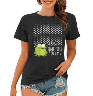 Frog Fly 100 Days Of School Shirt Teacher Boy Girl Gift Women T-shirt | Mazezy