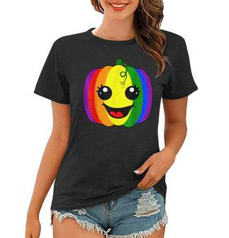 Fun Lesbian Gay Design Rainbow Pumpkin Pride Lgbt Halloween Women T-shirt - Thegiftio UK