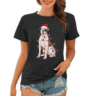 Funny American Bulldog Xmas Lights Gift Dog Dad Dog Mom Women T-shirt | Mazezy
