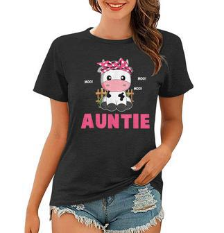 Funny Auntie Cow Cute Cow Farmer Birthday Matching Family Women T-shirt - Seseable