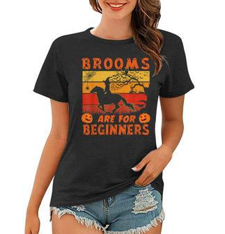 Funny Brooms Are For Amateurs Witch Riding Horse Halloween Women T-shirt | Mazezy