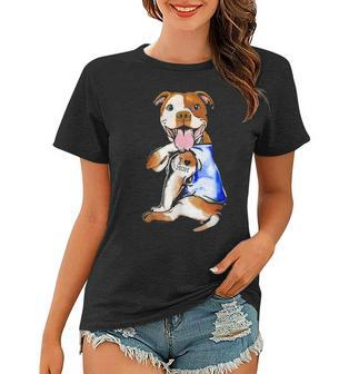 Funny Dog Pitbull I Love Mom Tattoo Gift 1738 Women T-shirt - Seseable