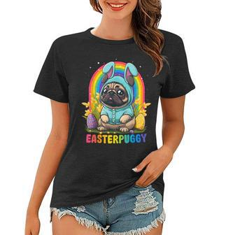 Funny Easter Pug Dog Easterpuggy Cute Pug Lover Rainbow Women T-shirt | Mazezy