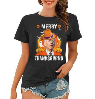 Funny Joe Biden Confused Merry Thanksgiving For Halloween V35 Women T-shirt - Thegiftio UK