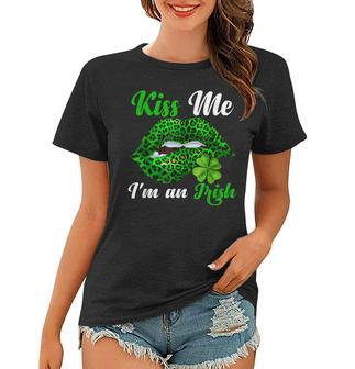 Funny Joke Im An Irish St Patricks Day Lips With Clover Women T-shirt - Seseable