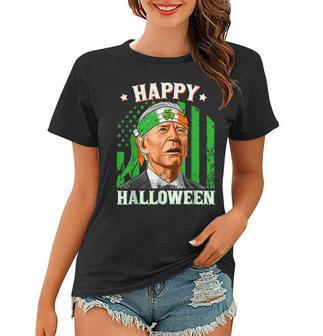 Funny Leprechaun Biden Happy Halloween For St Patricks Day Women T-shirt - Seseable