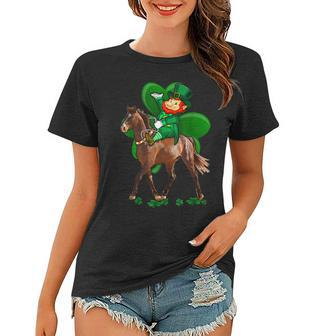 Funny Leprechaun Riding Horse Happy St Patricks Day Gift Women T-shirt | Mazezy