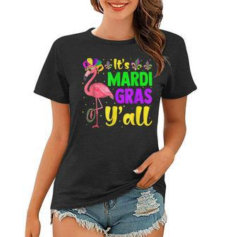 Funny Mardi Gras Flamingo Mardi Gras Yall Beads Mask V2 Women T-shirt - Seseable
