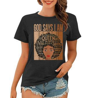 Funny Melanin Vintage Afro God Says I Am Black History Month Women T-shirt - Seseable