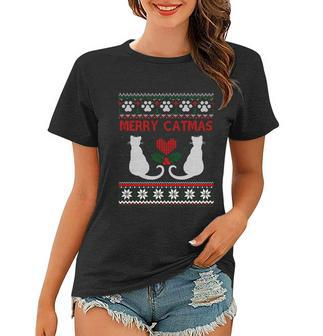 Funny Merry Catmas Ugly Christmas Sweater Gift Women T-shirt - Monsterry