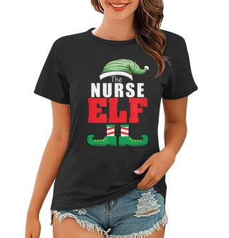Funny Nurse Elf Matching Family Group Holiday Party Pajama Women T-shirt | Mazezy