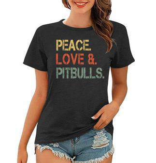 Funny Peace Love Pitbulls Pittie Mom Gifts Pibbles Dad Women T-shirt - Seseable