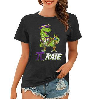 Funny Pi Day Rate Pirate Lovers Math Geek T Rex Dinosaur Women T-shirt - Seseable