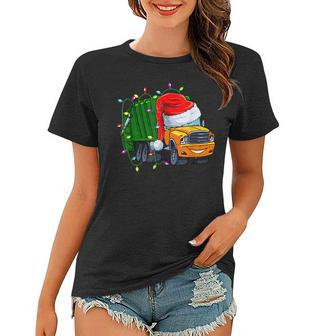 Garbage Truck Lights Christmas Trash Trucks Lover Santa Hat V2 Women T-shirt - Thegiftio UK