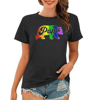 Gay Dad Papa Bear Pride Rainbow Colors Fathers Day Women T-shirt - Thegiftio UK
