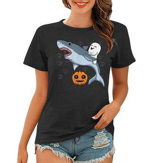 Ghost Riding Shark Lazy Halloween Costume Animal Pumpkin Women T-shirt - Thegiftio UK