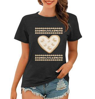 Gingerbread Heart And Deer Cookie Funny Ugly Christmas Sweater Funny Gift Women T-shirt - Monsterry DE