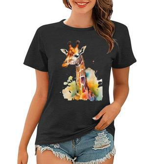 Giraffe Watercolor Women T-shirt | Mazezy