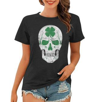 Green Shamrock Skull Irish Ireland St Patricks Day Gift Women T-shirt | Mazezy