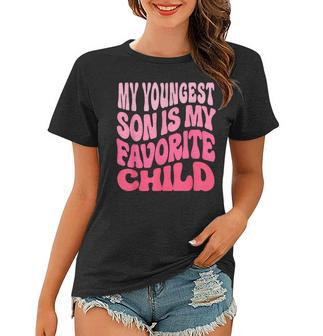 Groovy My Youngest Son Is My Favorite Mom Funny Parent Daisy Women T-shirt - Thegiftio UK