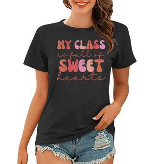 Groovy Teacher Valentine Back To School 100 Days Of School V4 Women T-shirt - Seseable