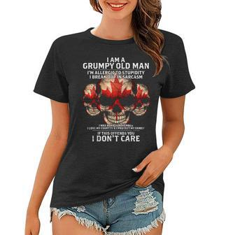 Grumpy Old Man November Birthday Canadian Flag Skull Women T-shirt - Thegiftio UK