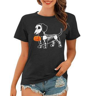 Halloween Dachshund Skeleton Weenie Wiener Sausage Dog Women T-shirt - Thegiftio UK