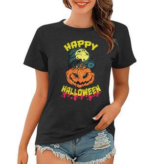 Halloween Grinsender Kürbis Horror Lustiges Spaß Frauen Tshirt - Seseable