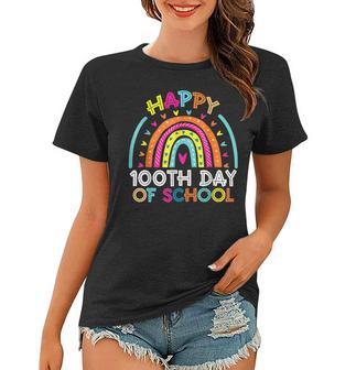 Happy 100Th Day Of School Teacher Kids 100 Days Rainbow V6 Women T-shirt - Thegiftio UK
