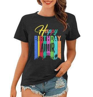 Happy Birthday Amir Personalized Name Gift Custom B-Day Women T-shirt - Thegiftio UK